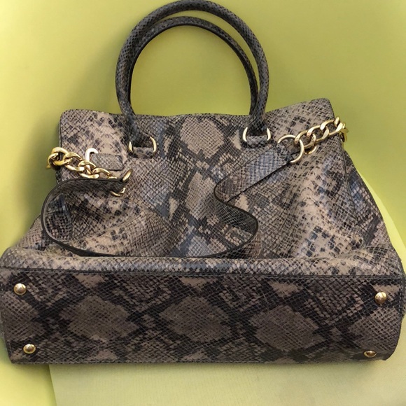 Michael Kors Python Embossed Leather Hamilton Bag - Picture 2 of 6